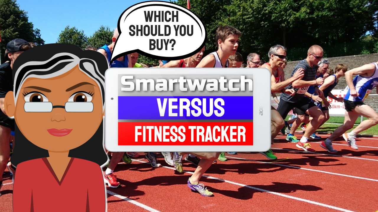 Featured Image with text: "Smartwatch versus Fitness Tracker".