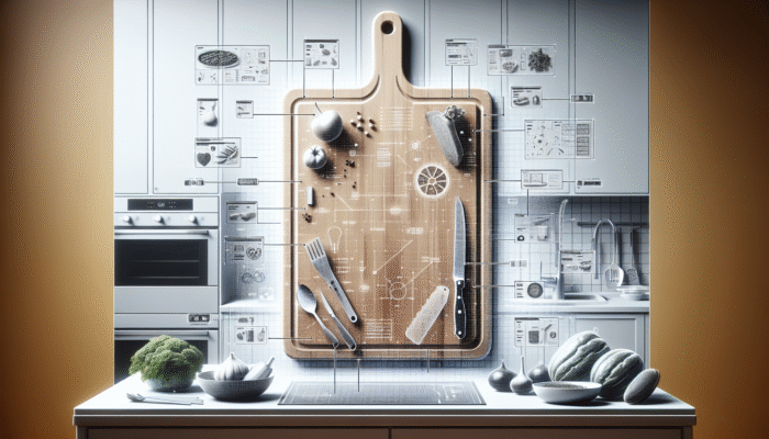 A durable, eco-friendly cutting board showcased in a modern kitchen, emphasizing sustainability and minimal waste.