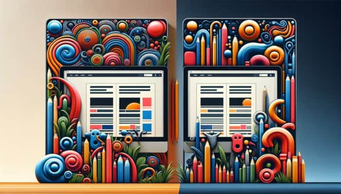 Comparison of two identical websites with differing ad placements; one showcasing high user engagement, while the other illustrates low interaction, highlighting the impact on revenue.