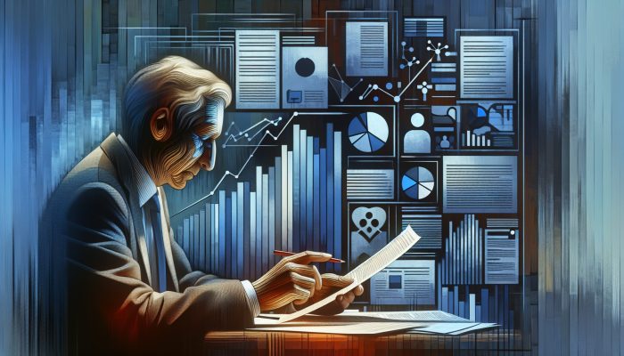 Advanced Debt Consolidation for Retirees: A Comprehensive Guide | DCL A retiree analyzing financial documents and credit reports, focused on maintaining a high credit score for debt consolidation loan eligibility.