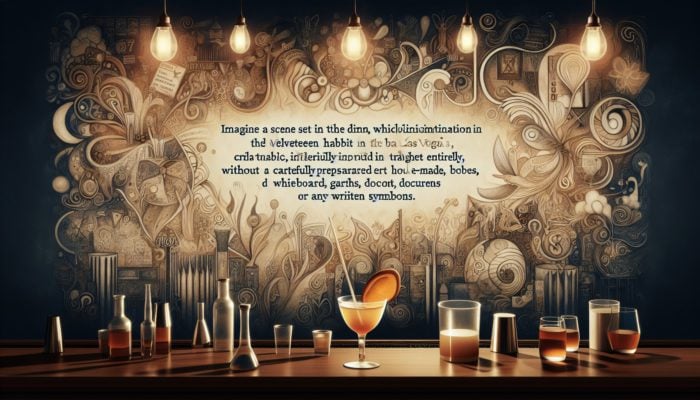Discovering the Best Las Vegas Bars for Whiskey Sours: A dimly lit, whimsical bar, Velveteen Rabbit, in Las Vegas, crafting perfect whiskey sours with an orange twist.
