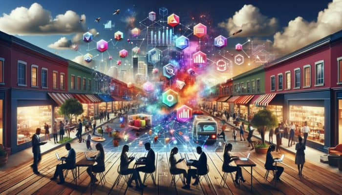 E-commerce Development in Bampton: A vibrant digital marketplace where entrepreneurs leverage technology to connect with global audiences, highlighting the benefits of e-commerce.