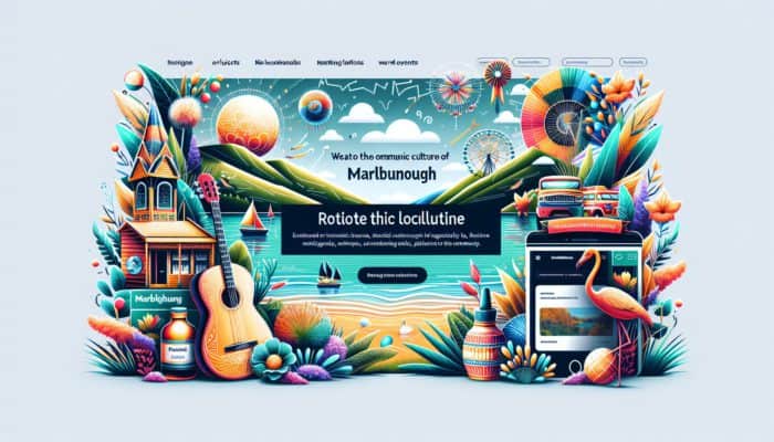 Online Store Design in Marlborough for Small Business: Homepage of an online store showcasing Marlborough's local culture, art, and events to build trust and familiarity.