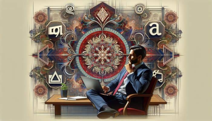 A small business owner reviewing e-commerce platform costs on a laptop, surrounded by logos.