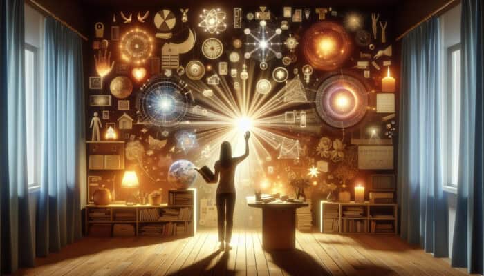 Emotional Decluttering for House Clearance: A person sorting sentimental items in a warm, organized room, symbolizing mental clarity and emotional peace.