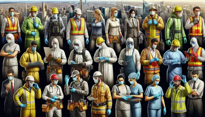 Safety Gloves in Stamford: Diverse workers in Stamford wearing safety gloves for protection in construction and healthcare settings.