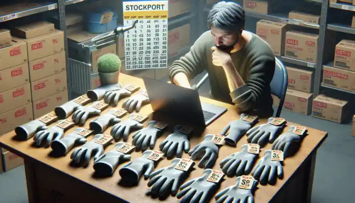 Person Comparing Prices of PVC Work Gloves Online in Stockport